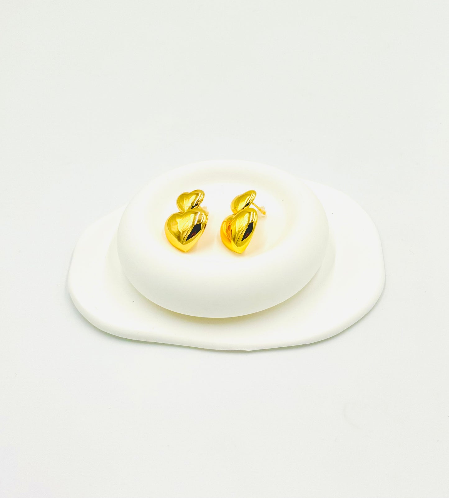 Chunky Heart Drop Earrings – 18K Gold Plated Stainless Steel