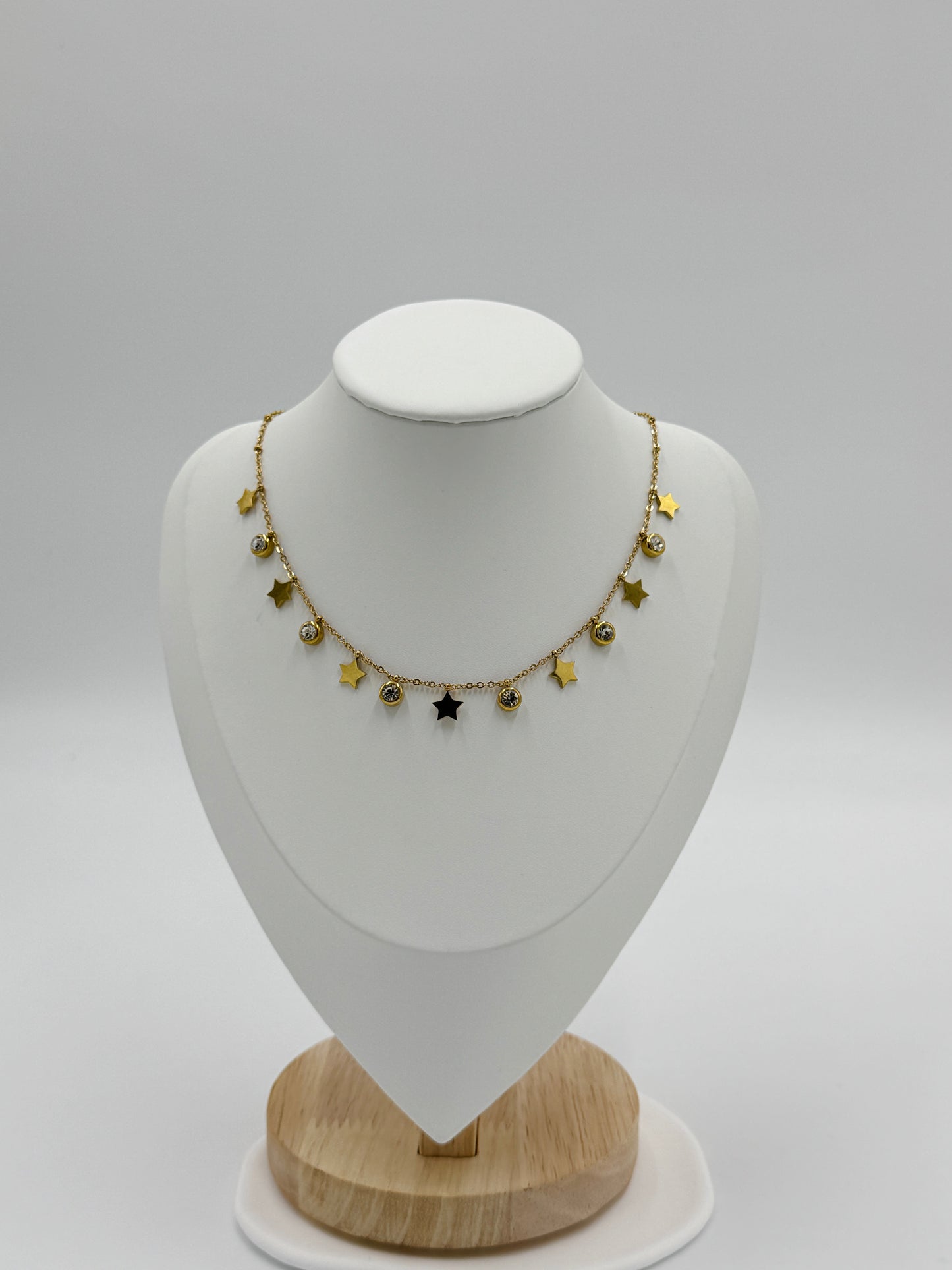 Star Charm Necklace with Crystal Accents | Non-Tarnish, Hypoallergenic Jewelry
