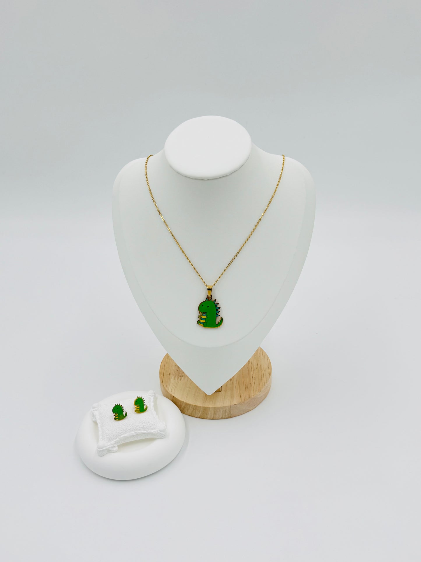 Cute Dinosaur Necklace & Earring Set for Kids β 18K Gold Plated