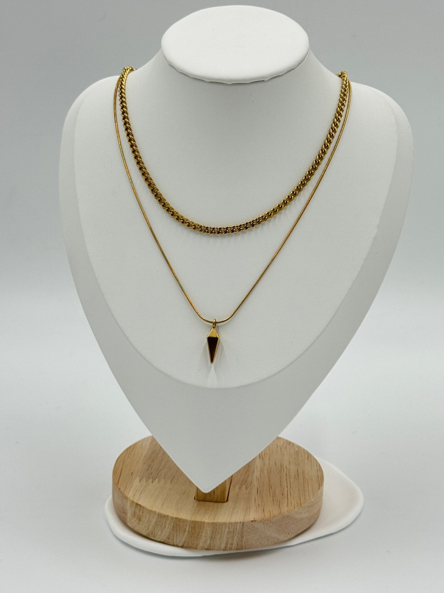 Geometric Pendant Layered Necklace | Non-Tarnish, Hypoallergenic Jewelry