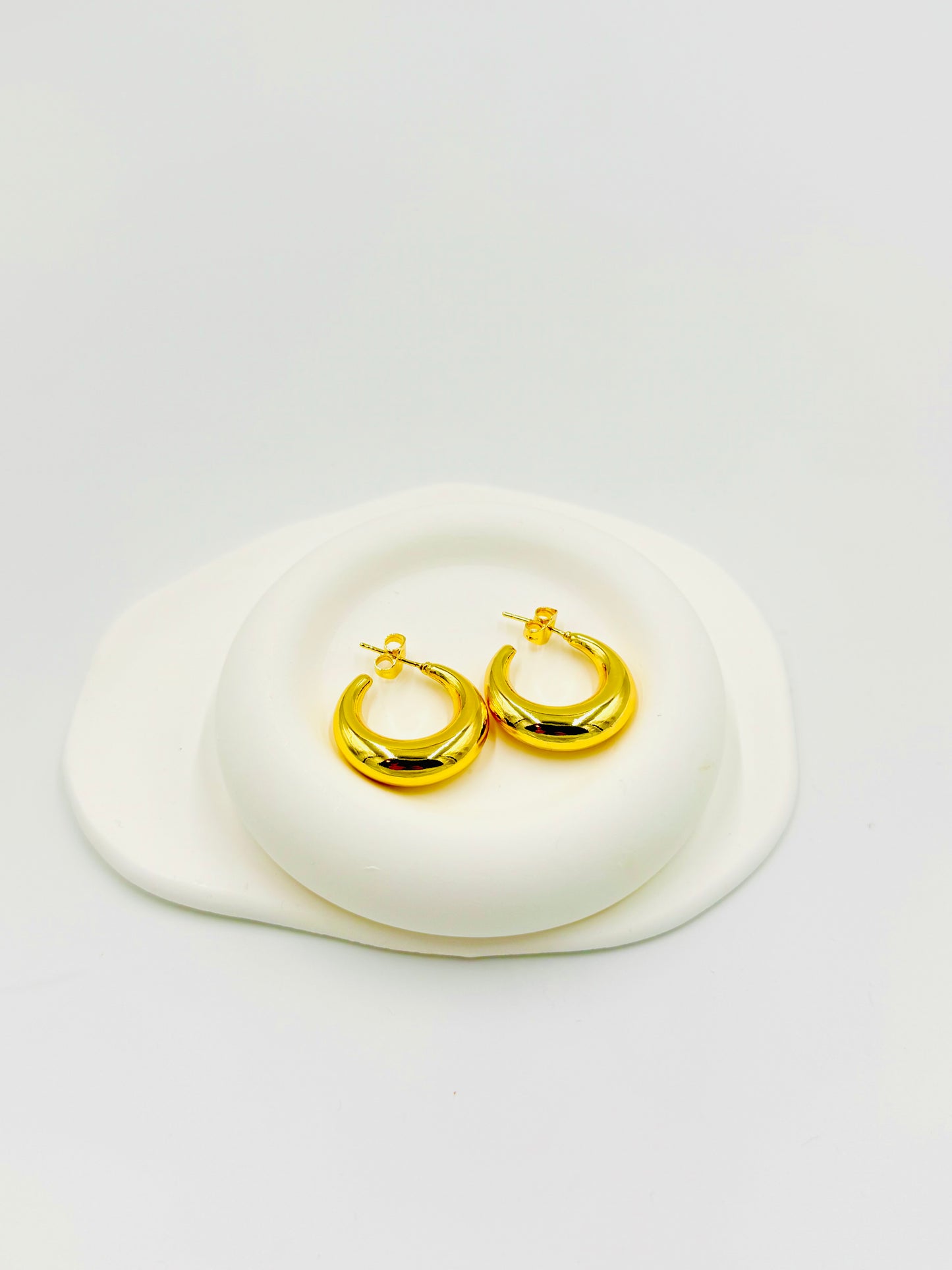 Gold-Plated Chunky Dome Hoop Earrings