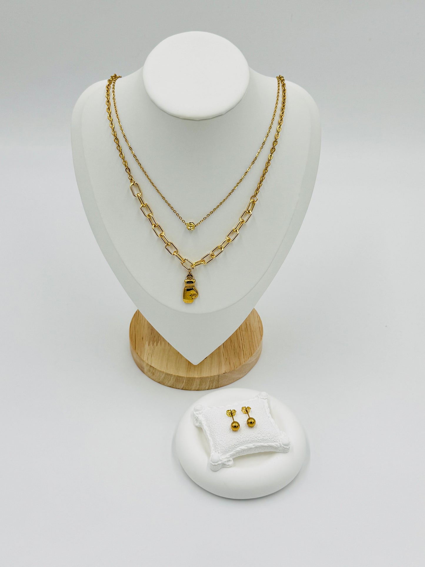 Layered Chain Necklace and Earring Set | Non-Tarnish, Hypoallergenic Jewelry