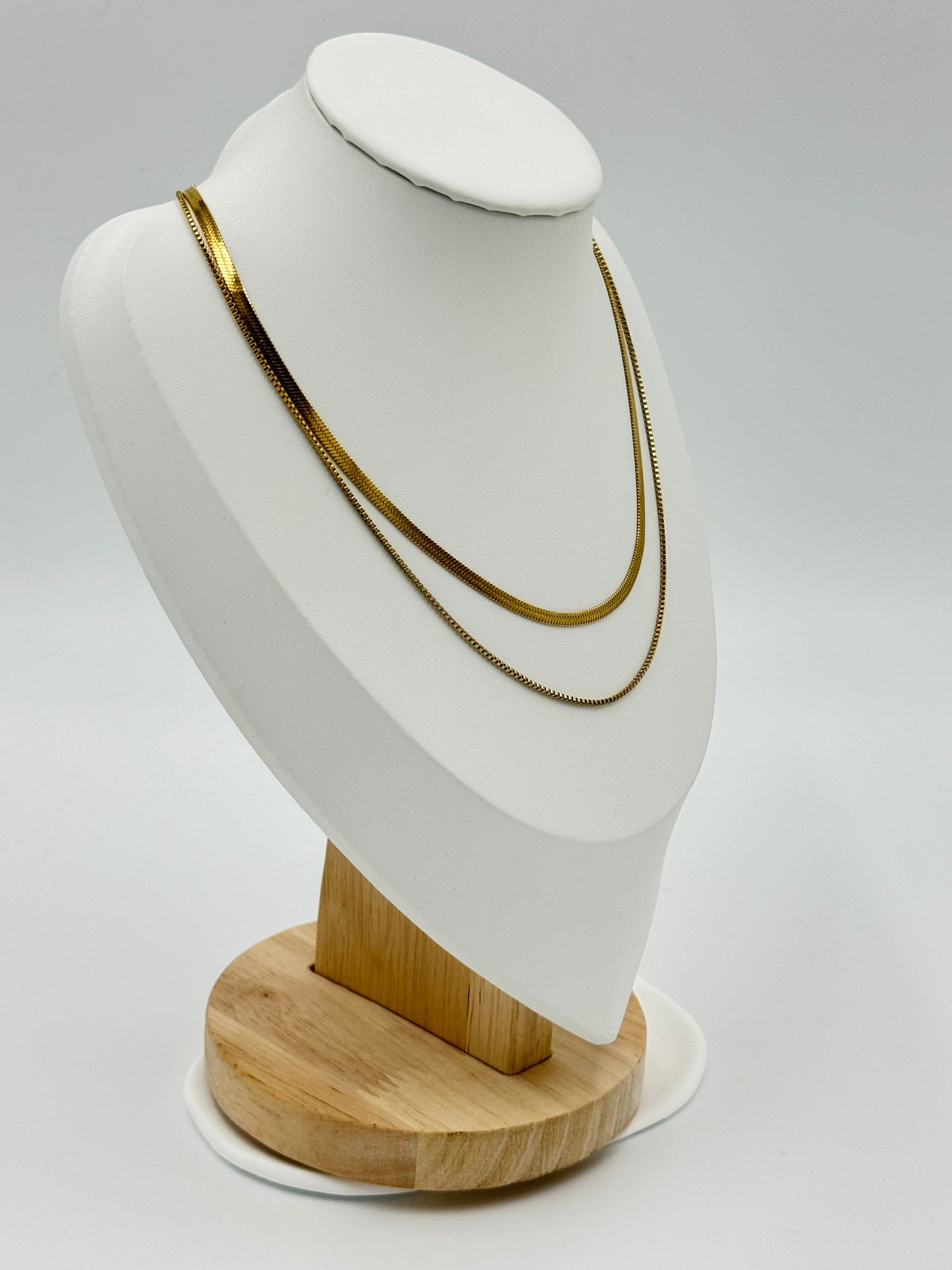Double-Layer Snake Chain Necklace Set | Non-Tarnish, Hypoallergenic Jewelry