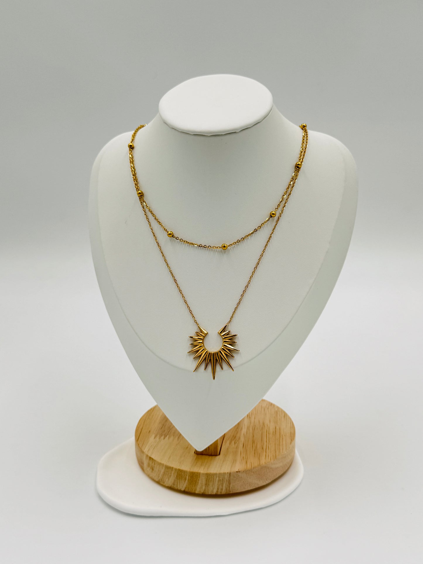 Sunburst Pendant Layered Necklace | Non-Tarnish, Hypoallergenic Jewelry