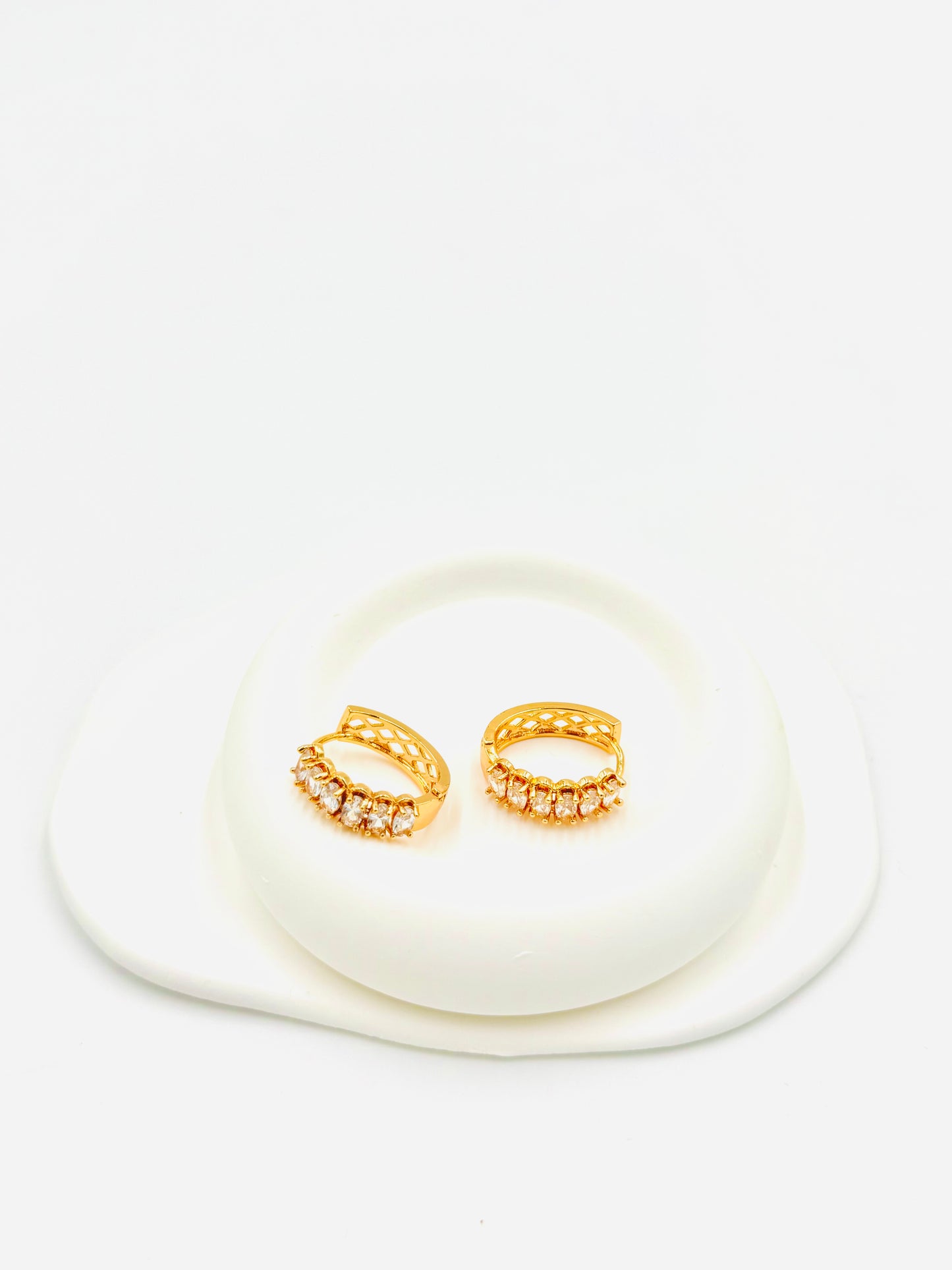Crystal Crown Hoop Earrings – 18K Gold Plated, Hypoallergenic