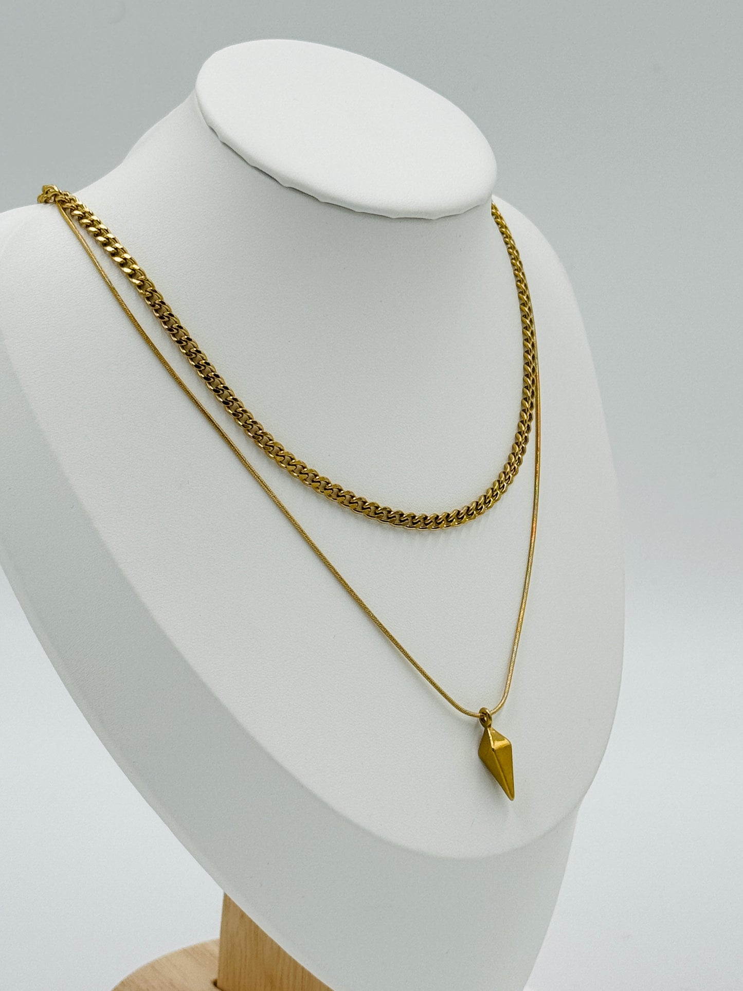 Geometric Pendant Layered Necklace | Non-Tarnish, Hypoallergenic Jewelry