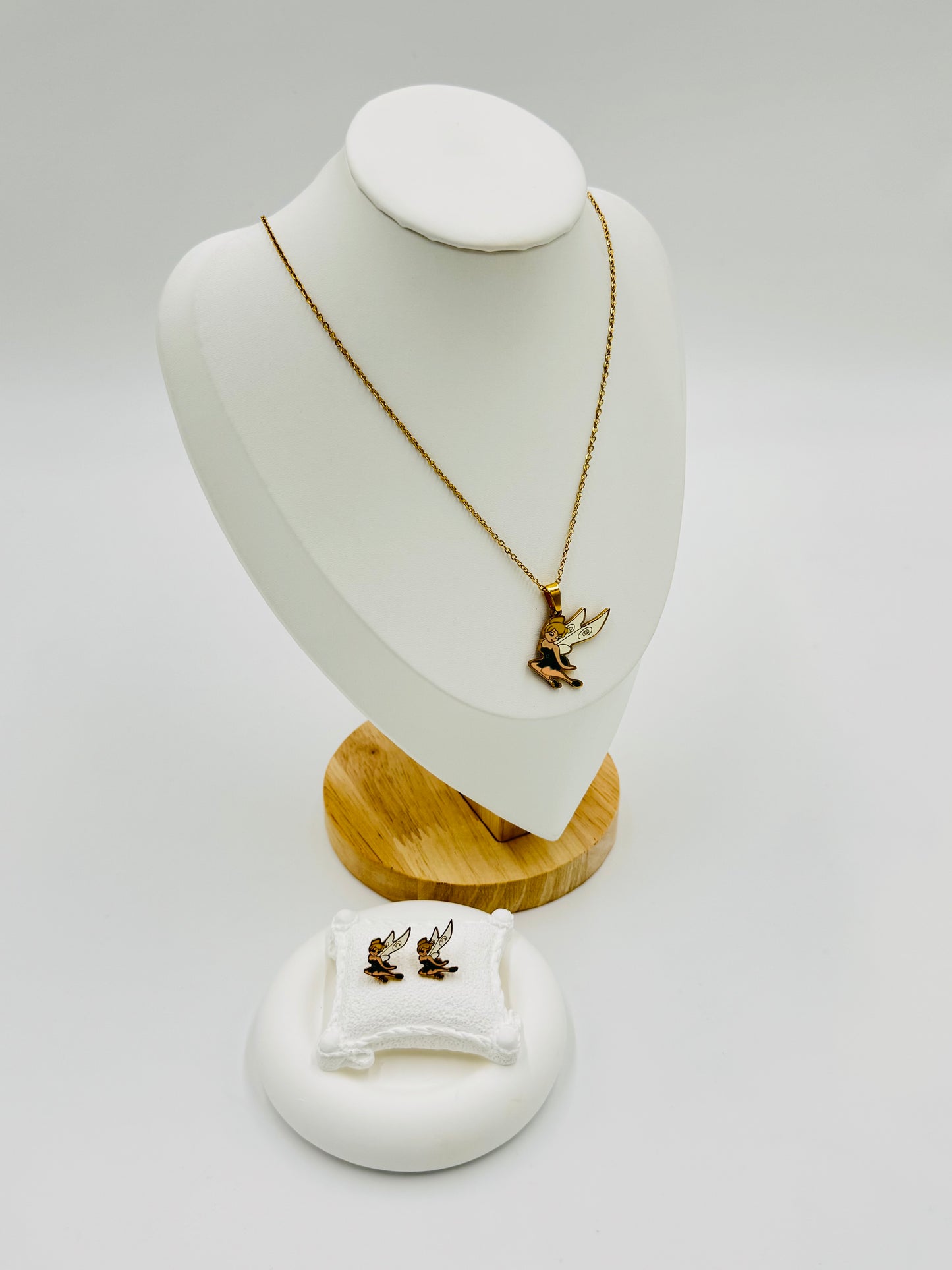 Fairy Pendant Necklace and Earring Set | Non-Tarnish, Hypoallergenic Jewelry