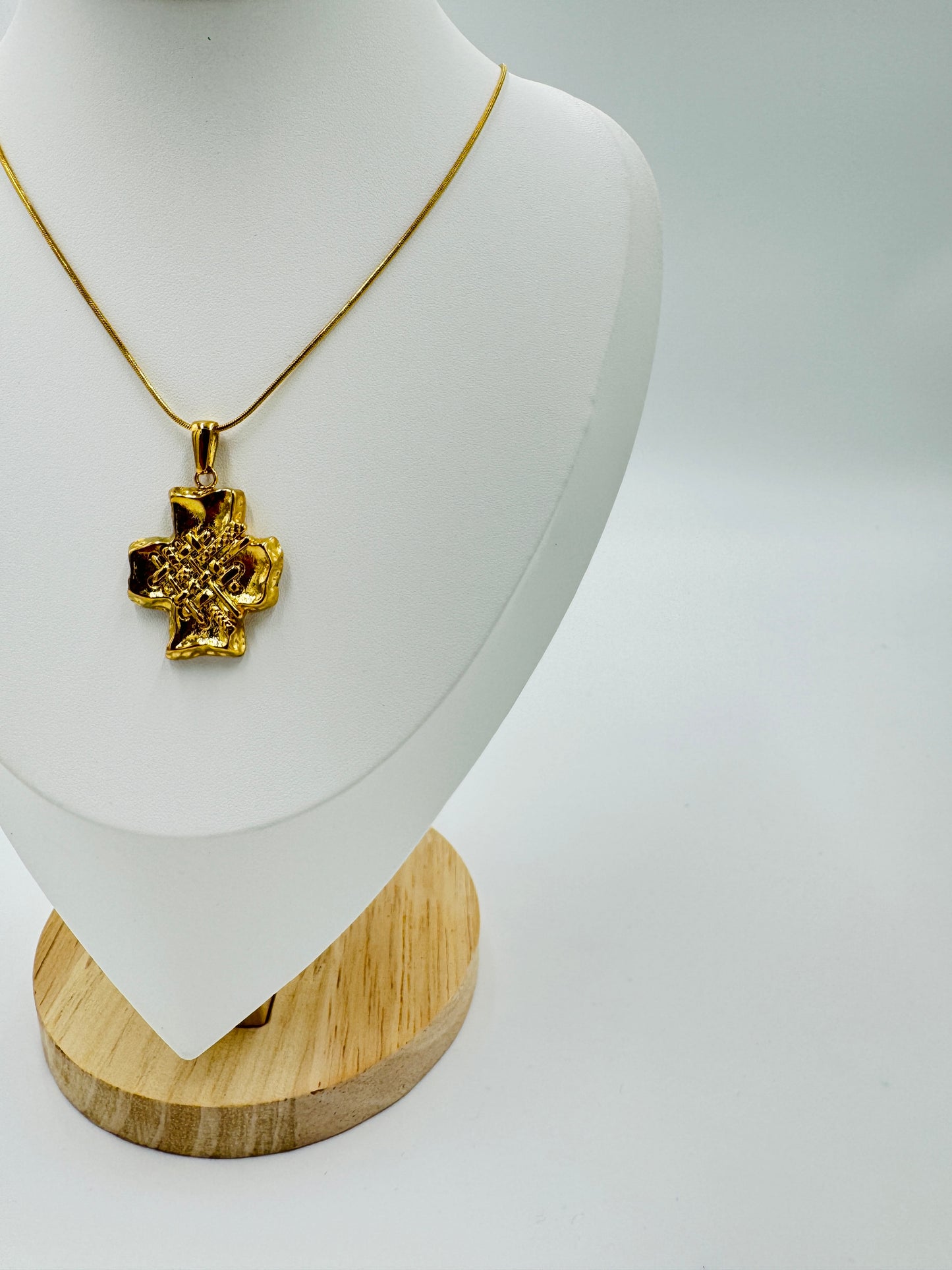 Vintage Textured Cross Pendant Necklace | Non-Tarnish, Hypoallergenic Jewelry