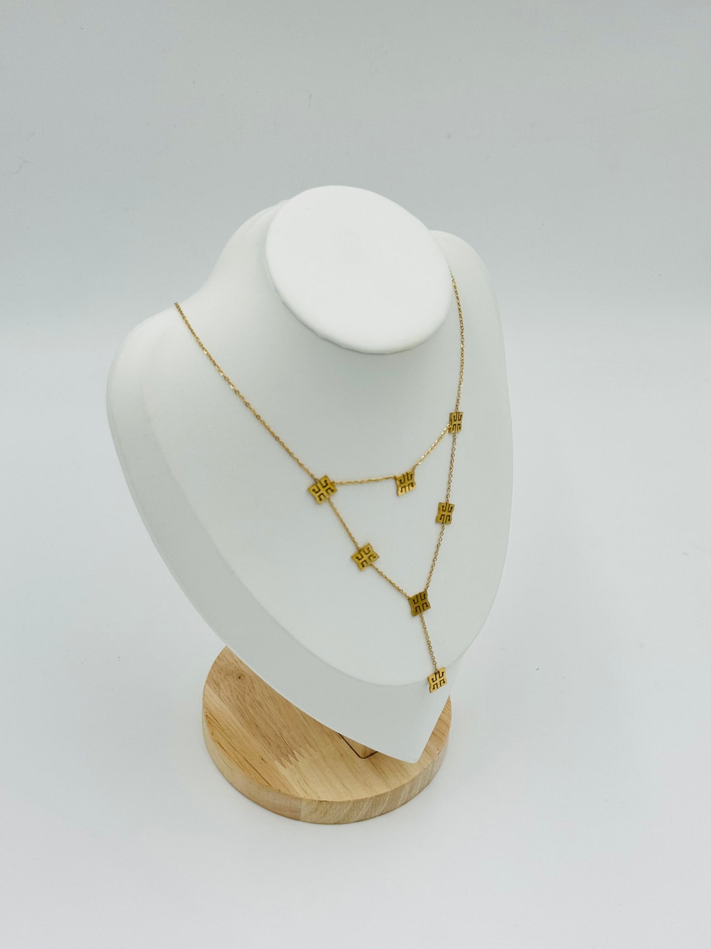 Double Layer Geometric Necklace | Non-Tarnish, Hypoallergenic Jewelry