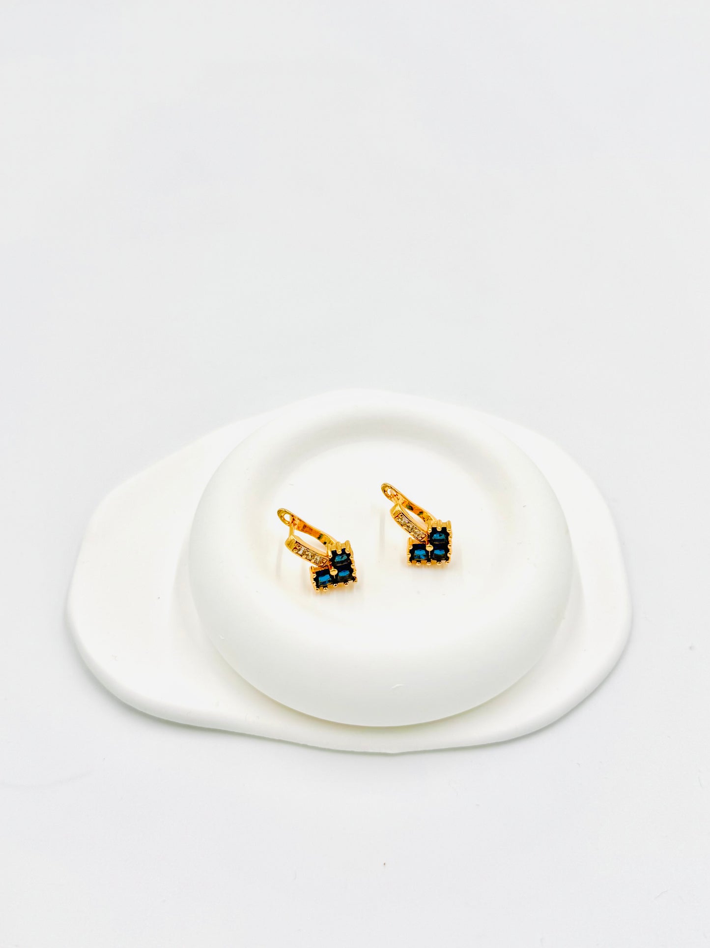 Blue Gem Accent Mini Hoop Earrings