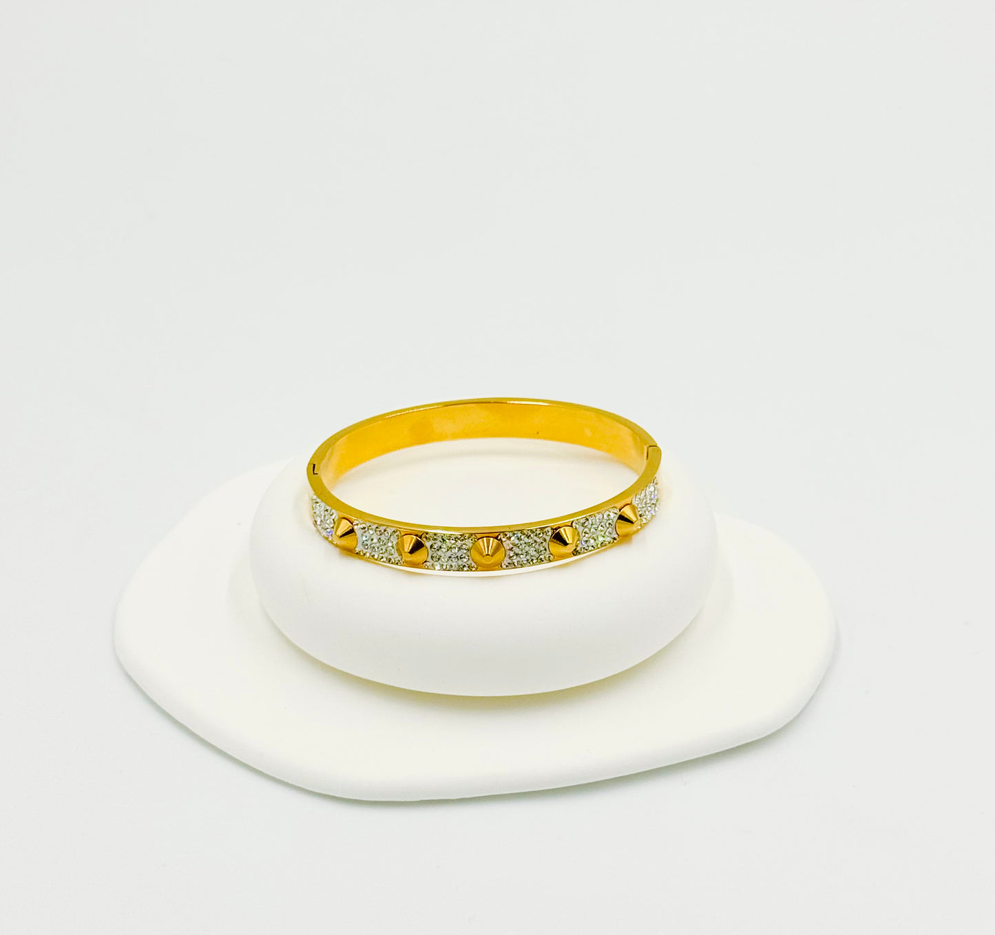 Gold Studded Crystal Bangle – 18K Gold Plated, Sparkling & Hypoallergenic