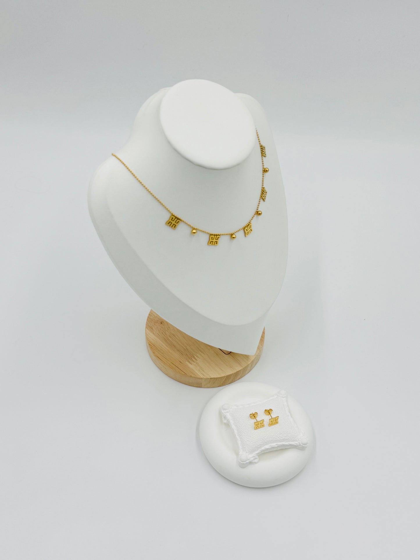 Geometric Charm Necklace and Earring Set | Non-Tarnish, Hypoallergenic Jewelry