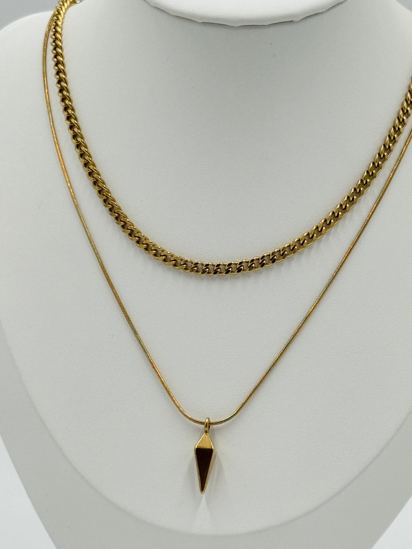 Geometric Pendant Layered Necklace | Non-Tarnish, Hypoallergenic Jewelry