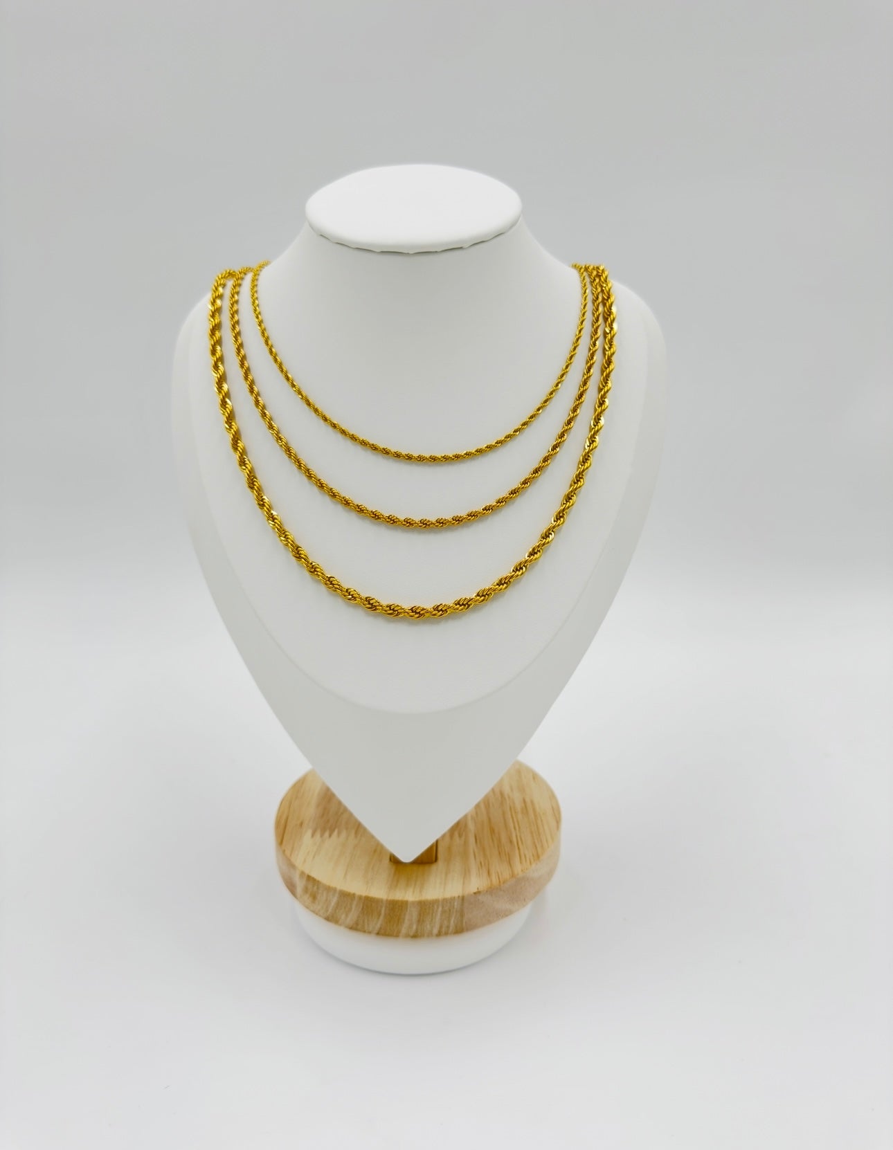 Rope Chain Necklace Set (4 Pieces) | Non-Tarnish, Hypoallergenic Jewelry