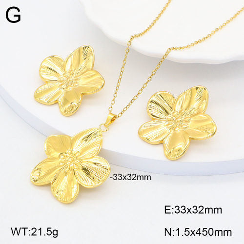 18K Gold Plated Floral Necklace and Earring Set | Non-Tarnish, Hypoallergenic Jewelry