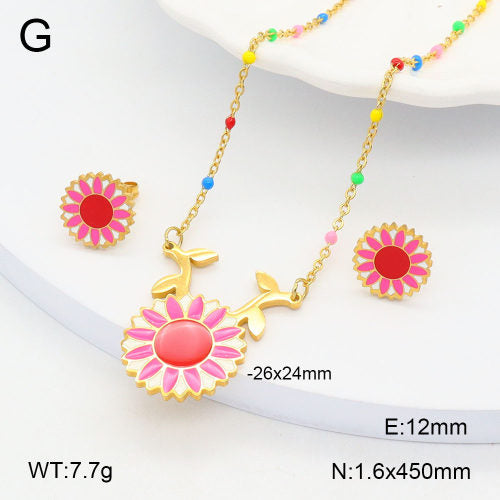 18K Gold Plated Colorful Floral Necklace and Earring Set | Non-Tarnish, Hypoallergenic Jewelry