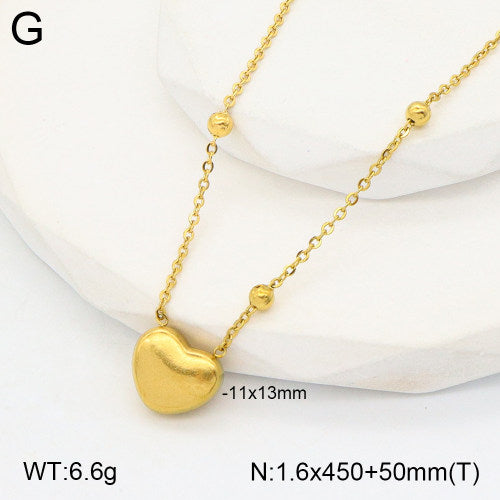 Dainty Heart Pendant Necklace with Beaded Chain | Non-Tarnish, Hypoallergenic