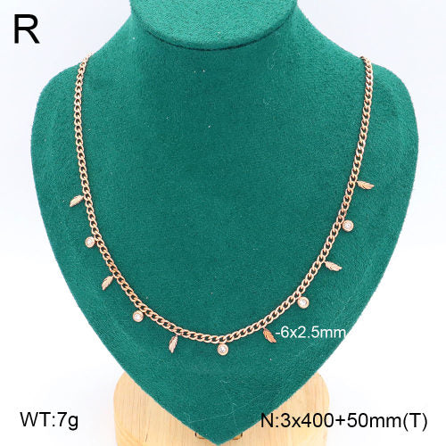Rose Gold Dainty Charm Necklace with Crystal & Feather Accents | Non-Tarnish, Hypoallergenic