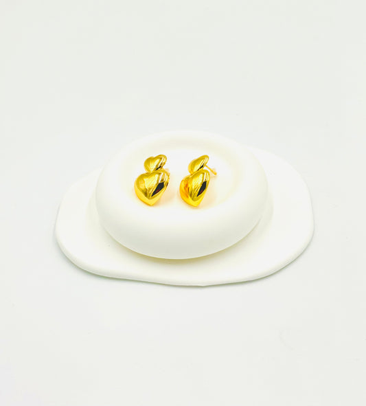 Chunky Heart Drop Earrings – 18K Gold Plated Stainless Steel