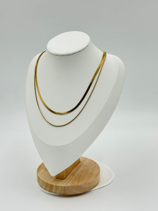 Double-Layer Snake Chain Necklace Set | Non-Tarnish, Hypoallergenic Jewelry