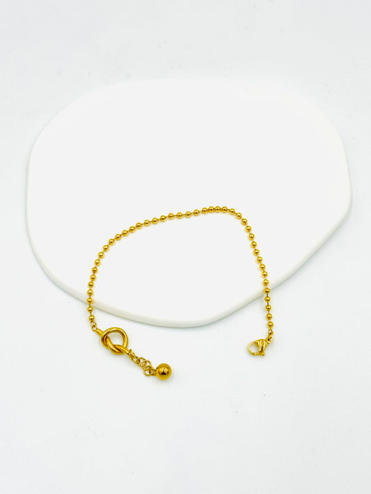 Beaded Ball Chain Bracelet – 18K Gold Plated, Minimalist & Hypoallergenic