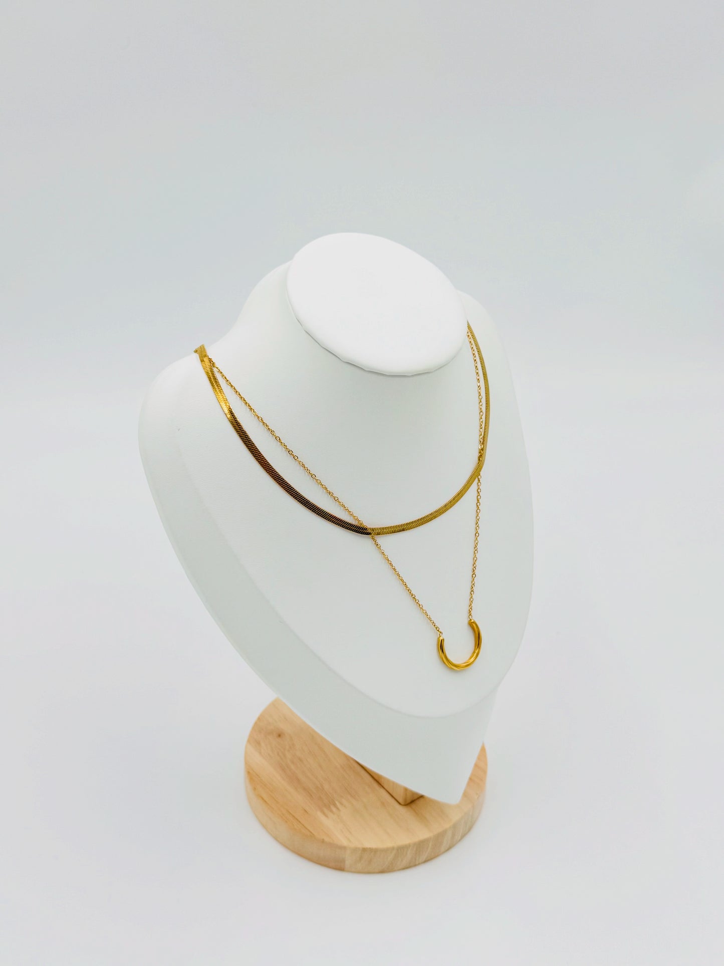Layered Crescent Necklace | Non-Tarnish, Hypoallergenic Jewelry