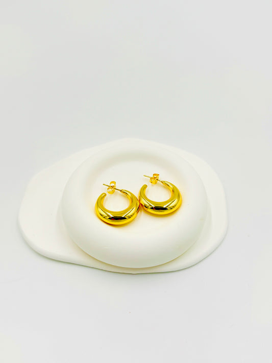 Gold-Plated Chunky Dome Hoop Earrings