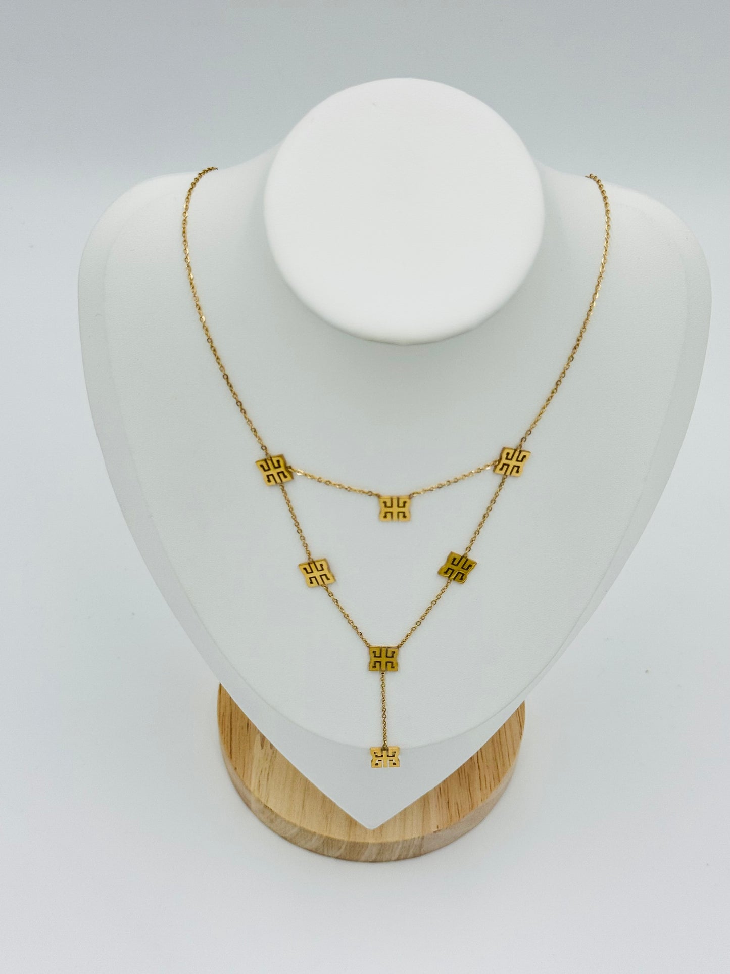 Double Layer Geometric Necklace | Non-Tarnish, Hypoallergenic Jewelry