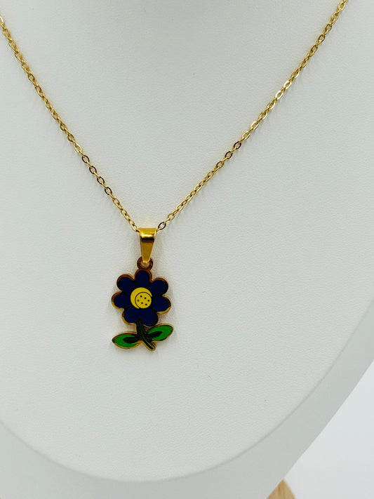 Cute Kids Flower Necklace & Earring Set – 18K Gold Plated