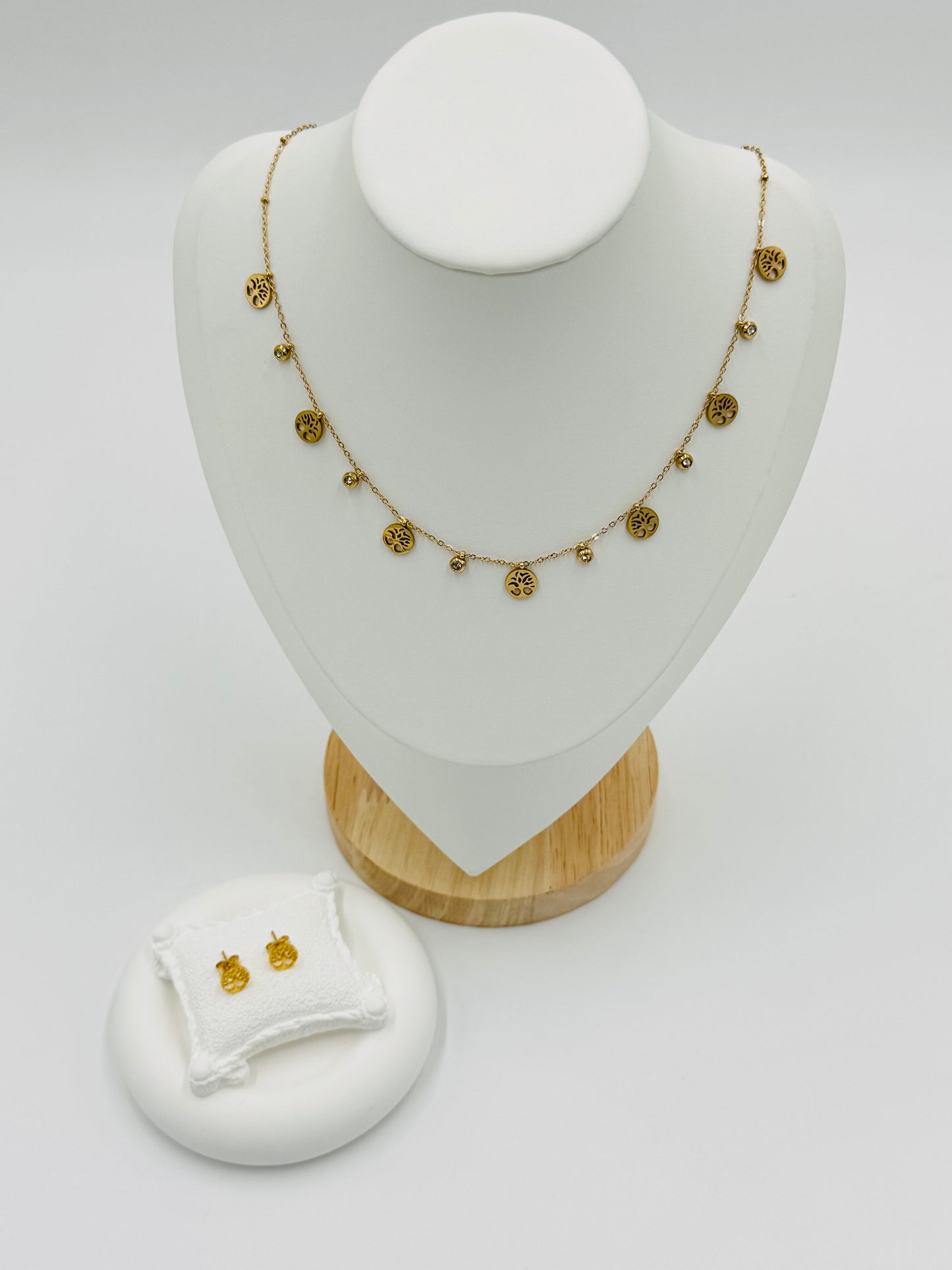 Tree of Life Necklace & Earring Set – 18K Gold Plated