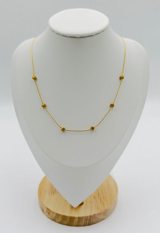 18K Gold Plated Dainty Beaded Necklace | Minimalist, Non-Tarnish, Hypoallergenic