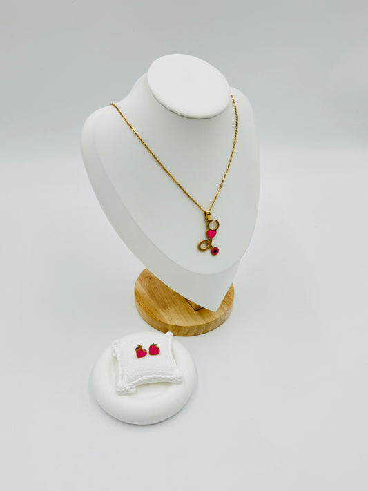 Cute Apple Necklace & Earrings Set – Non-Tarnish, Hypoallergenic