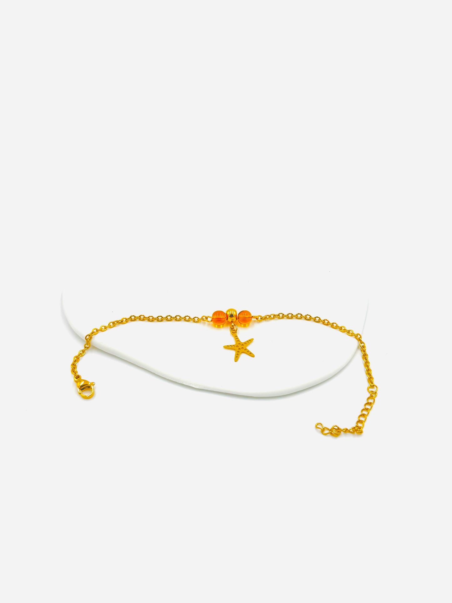 Starfish Charm Bracelet – 18K Gold Plated with Orange Beads