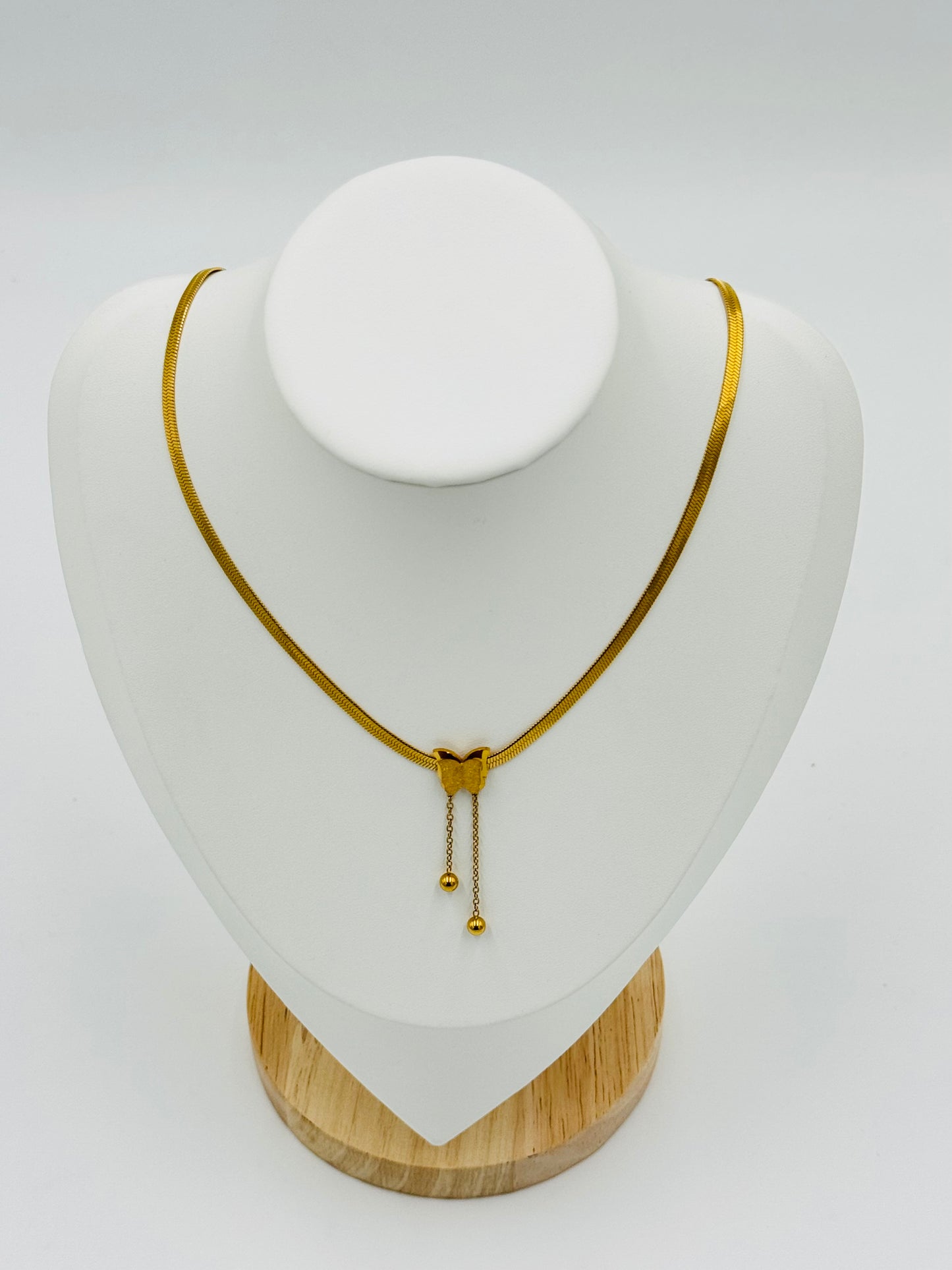 Elegant Butterfly Drop Necklace – 18K Gold Plated