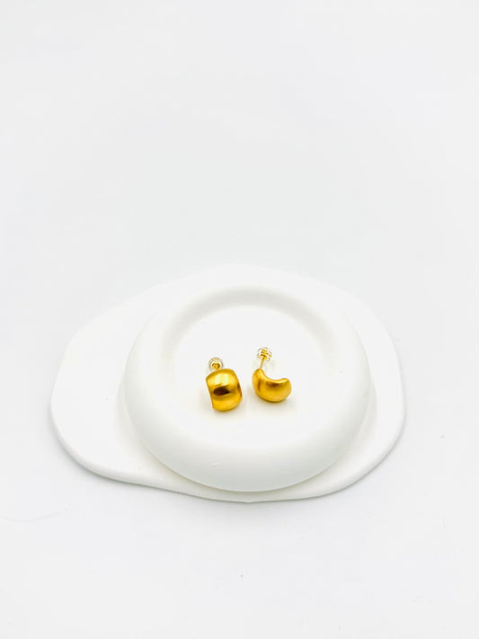 Gold-Plated Chunky Drop Earrings – Matte Finish