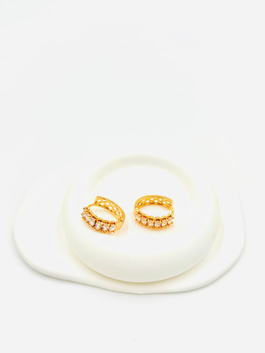 Crystal Crown Hoop Earrings – 18K Gold Plated, Hypoallergenic