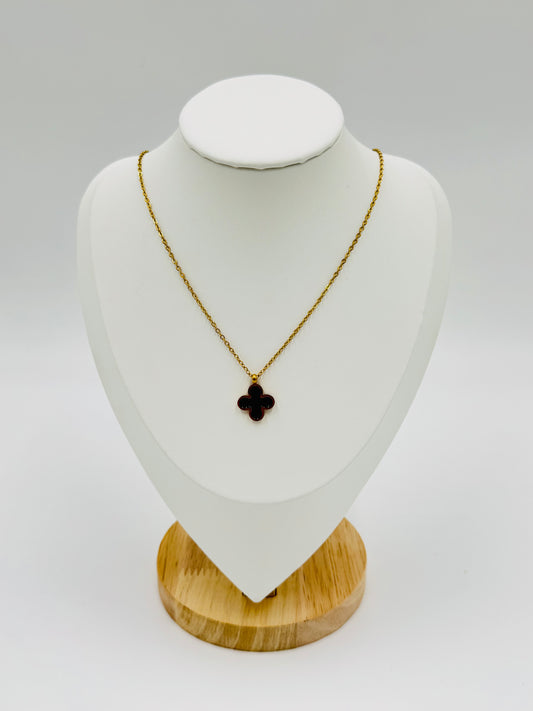 Black Clover Necklace & Earring Set – 18K Gold Plated