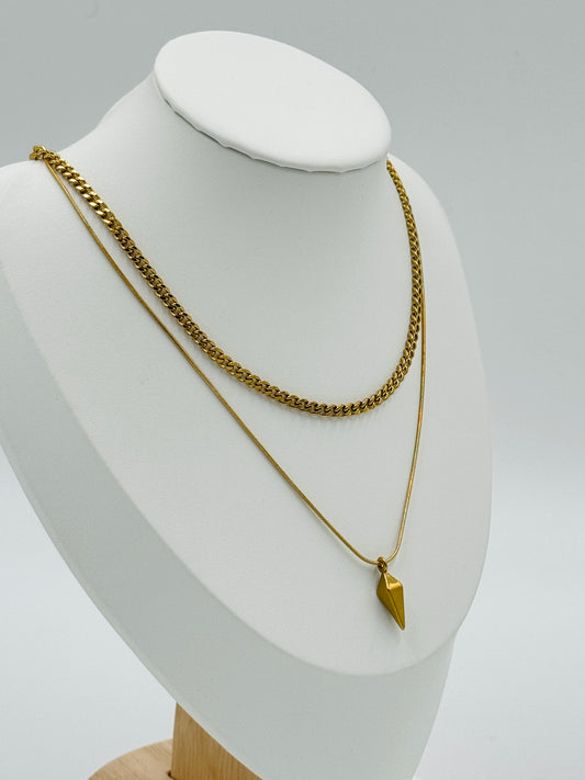 Geometric Pendant Layered Necklace | Non-Tarnish, Hypoallergenic Jewelry