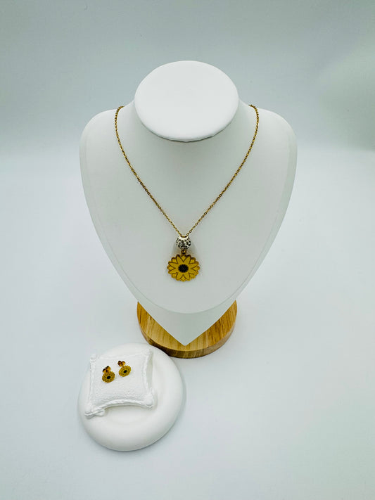 Sunflower Necklace & Earring Set – 18K Gold Plated
