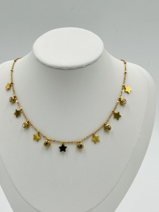 Star Charm Necklace with Crystal Accents | Non-Tarnish, Hypoallergenic Jewelry