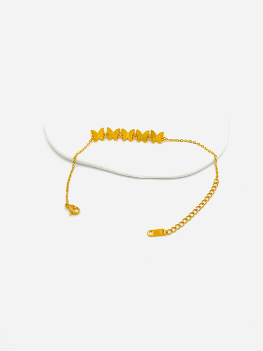 Butterfly Charm Bracelet – 18K Gold Plated, Sparkling Finish, Adjustable Chain