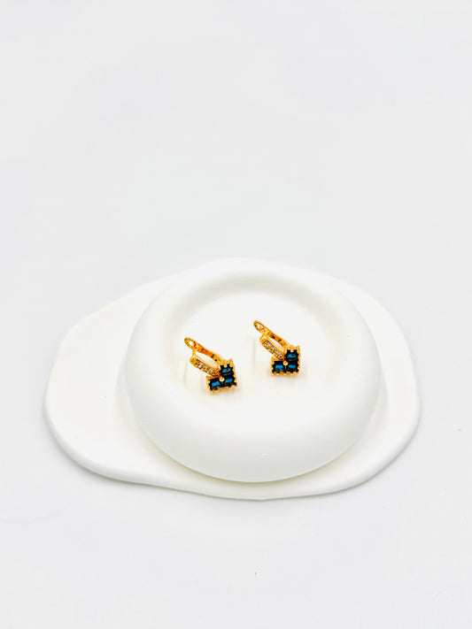Blue Gem Accent Mini Hoop Earrings