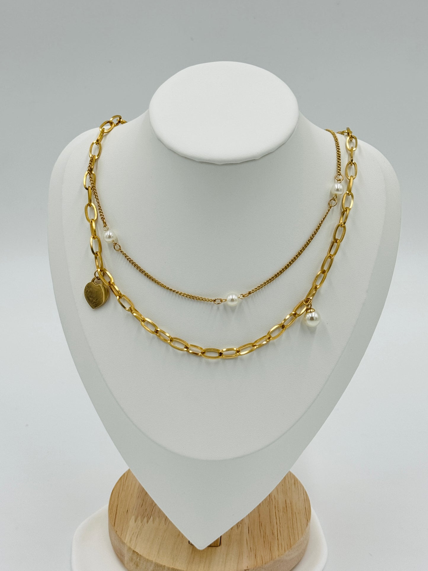 Pearl Charm Layered Necklace and Earring Set | Non-Tarnish, Hypoallergenic Jewelry