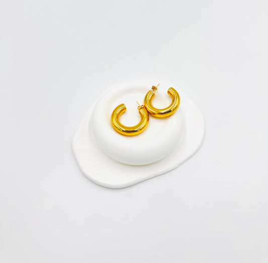 Bold Chunky Hoop Earrings – 18K Gold Plated Stainless Steel