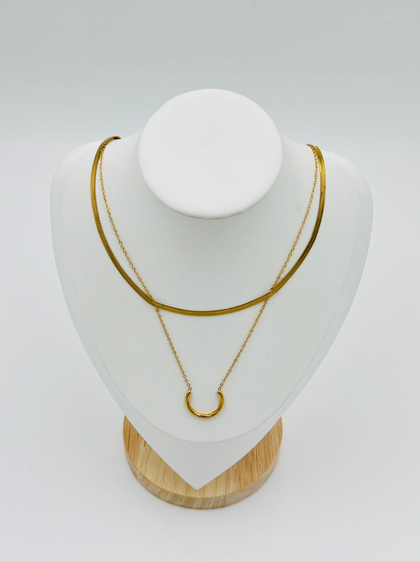 Layered Crescent Necklace | Non-Tarnish, Hypoallergenic Jewelry