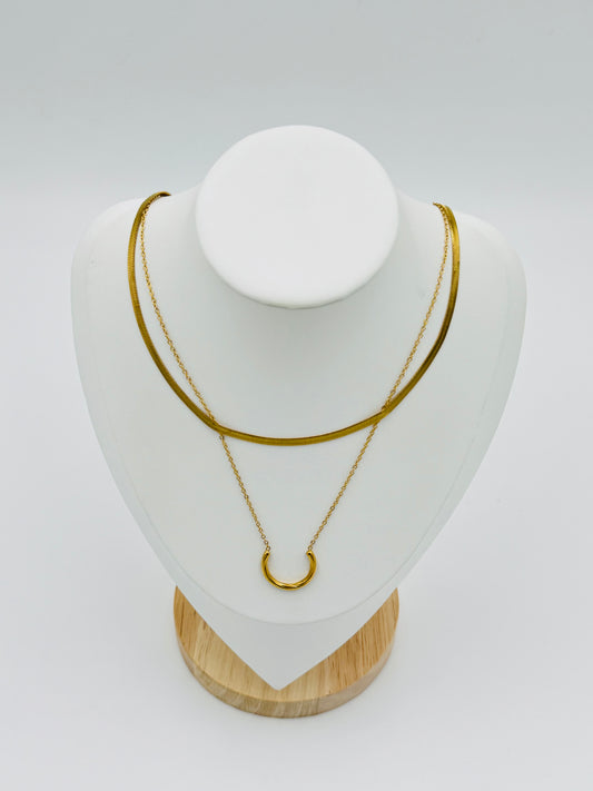 Layered Crescent Necklace | Non-Tarnish, Hypoallergenic Jewelry