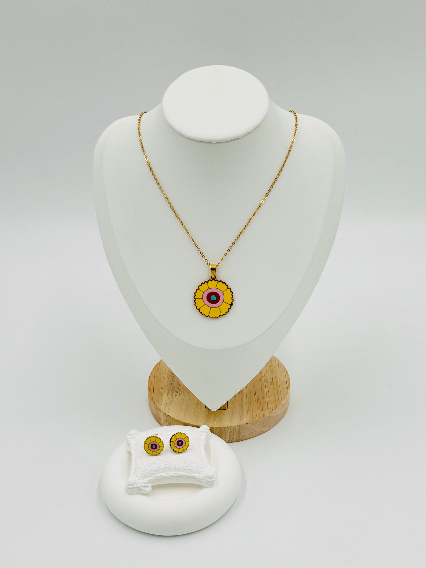 Sunflower Necklace and Earring Set | Non-Tarnish, Hypoallergenic Jewelry