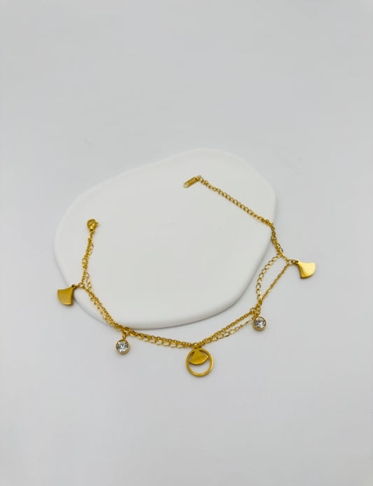 Dainty Charm Bracelet with Crystal & Moon Accents | Non-Tarnish, Hypoallergenic
