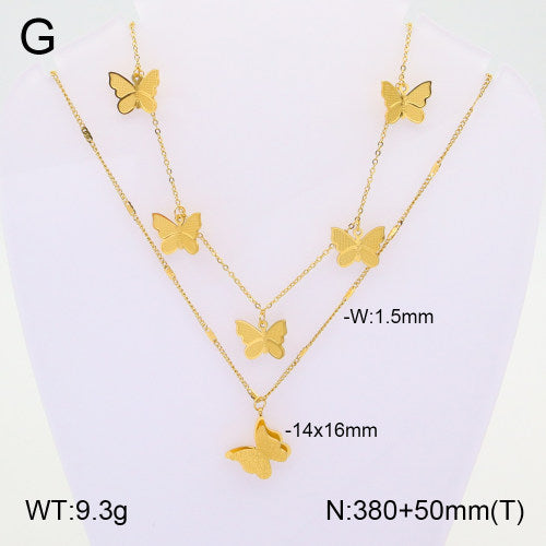 Double Layered Butterfly Necklace | Non-Tarnish, Hypoallergenic Jewelry